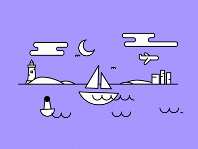Sea mood animation design flat illustration minimal ui web