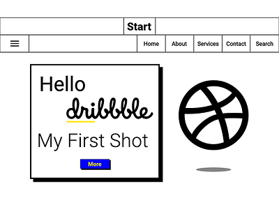 Hello dribbble - First Shot brutalism ui design web design