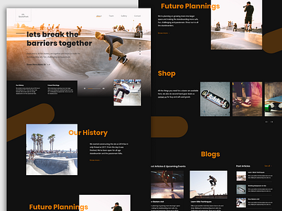 Skatepark Web Concept concept dark ui dark website design grid layouts skate board skate shop ui design web design web design