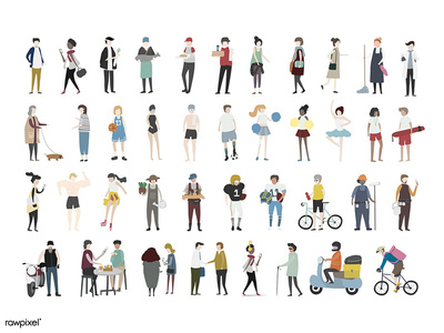 Tiny People Set activity character community design graphic icons people set vector