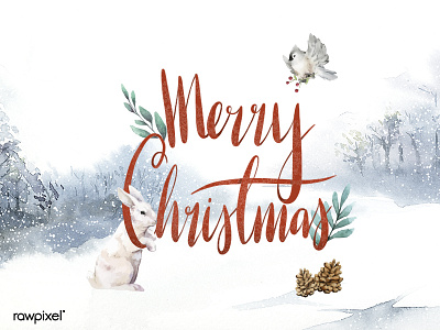 Merry Christmas watercolor typography vector animal illustration merry christmas typography typography design watercolor winter