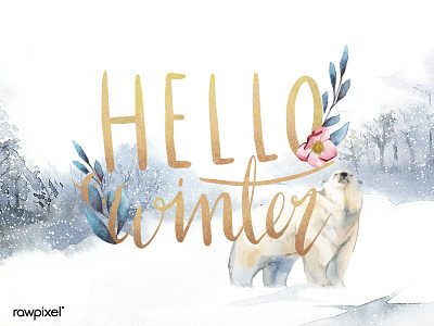 hello winter watercolor elements