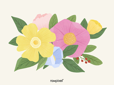 Colorful Flowers Vector Set beautiful bloom cute design flower graphic illustration leaf natural vector