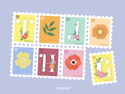 Colorful Flowers Vector Set beautiful cute design flowers graphic illustration stamp stamps typography vector