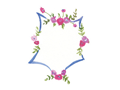 Floral Crest feminine design hand painted watercolor florals watercolor painting wedding design