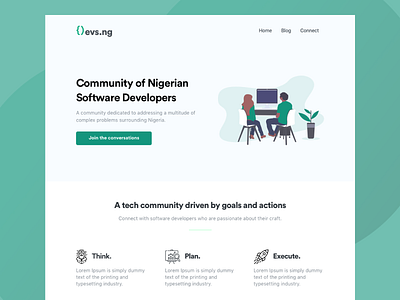 Landing page - DevsNG clean community design dribbble homepage illustration landing page landing page design layout minimal nigeria software development typography ui ux website