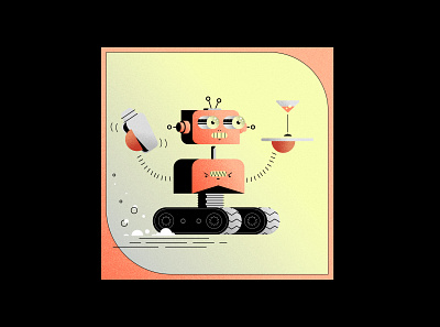 Shaken, not stirred alcohol cartoon character concept design designer graphic design illustration martini robot styleframe waiter