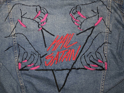 Hail Satan artforsale denim denimjackets design embroidered embroidery illustration jackets typography