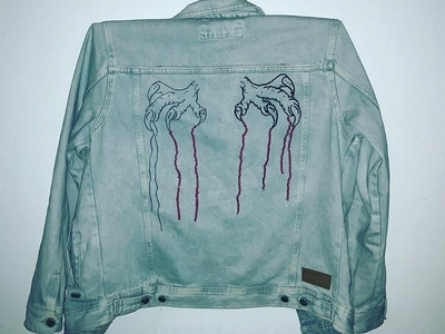 The Eagle Has Landed (work in progress) artforsale denim denimjackets design embroidered embroidery illustration jackets