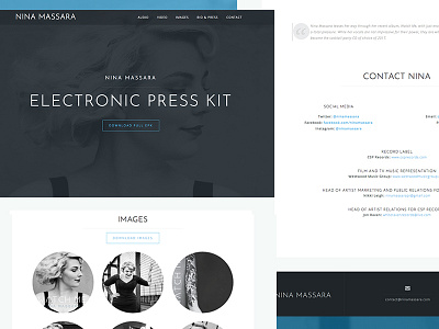 Nina Massara Online Press Kit musician press kit web design