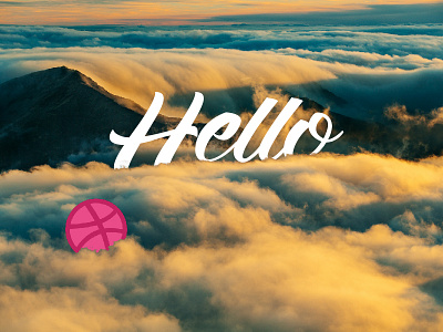 Taron Badalian "Hello Dribbble" 2018 clouds debut design first shot hello dribbble illustration typography