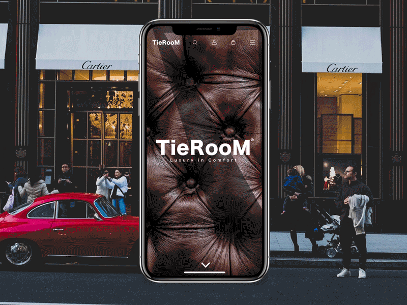 Taron Badalyan TieRoom App animation app debut e commerce fashion first shot iphone luxury menu mobile popular uiux