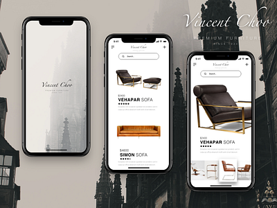 Mobile Application Design for Vincent Choo android app e commerce furniture ios luxury mobile sofa trends vintage
