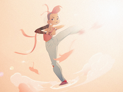 Character Design Challenge - Chun Li - Aurelien Soula cartoon challenge character design chun li digital art illustration kick modern pink street fighter teenager woman