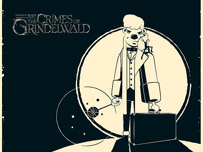 Newt and Bowtruckle - Fantastic beasts "Talenthouse Contest" beasts black bowtruckle cartoon character contest crime fanart fantastic grindelwald newt vintage