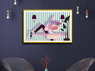 STAY AT HOME DAD - Ironing with his daughter cartoon comics curioos dad daughter father illustration love memorable parenting poster together