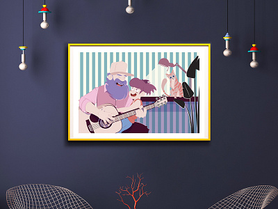 Stay At Home Dad - Guitare With Daddy cartoon comics cute dad daughter family father illustration kid love music poster