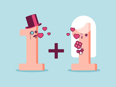 Maths Cartoon Love cartoon character cute emojis flat illustration funny humor love lovers mathematics number wedding