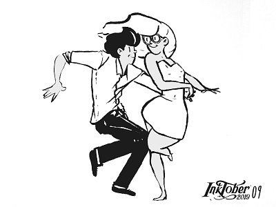 INKTOKER 2019 / Day 09 - Swing character couple dance draw drawing ink inktober inktober2019 sketch sketchbook swing