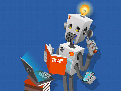 Robot illustration cover illustration illustration illustrator machine learning robot