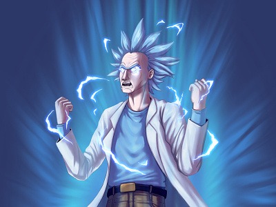 Super Rick animation cartoon characterdesign digitalart digitalpainting draw fanart illustration photoshop art power rick and morty rickandmorty super saiyan tvshow