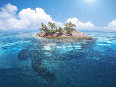 Ilha Tortuga cloud digital art island manipulate matte art palm tree photoshop sea sky sun turtle water