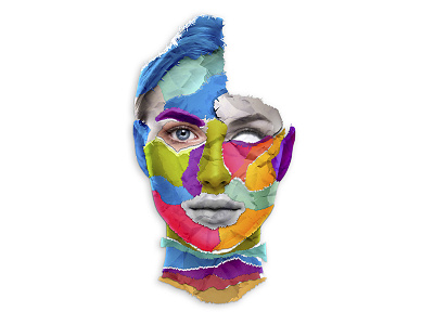 Torned Face collage colorful cut face girl paper pieces rafaelbranco torned