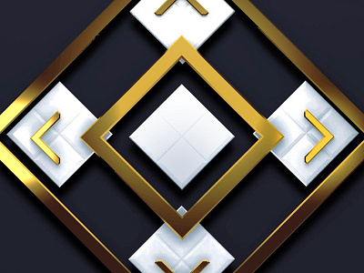 Light, Dark and Gold 01 3d abstract black composition decor decorative design geometric gold golden white