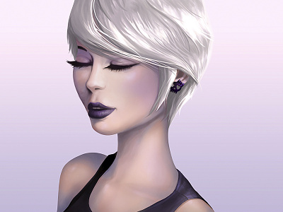 Silvia character characterdesign girl portrait purple shorthair silver violet