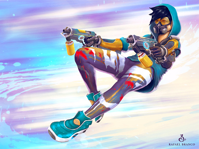 Tracer Anniversary Skin blizzard characterdesign colorful fanart game graffiti ink overwatch tracer