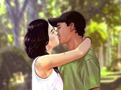 Couple In Love boyfriend couple draw girlfriend hug illustration kiss love romance sunrays sweetheart
