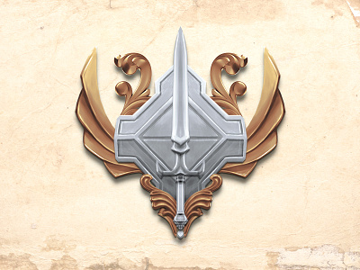 Medieval Badge 01 badge bronze game medieval metal rpg shield silver sword videogame