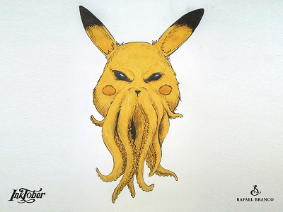 Pikathulhu cthulhu draw illustration inktober lovecraft marker monster pan pikachu pokemon sketchbook traditional