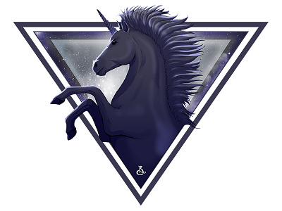 Dark Unicorn black dark fantasy galaxy horn horse illustration legend magic mystical mythcal unicorn