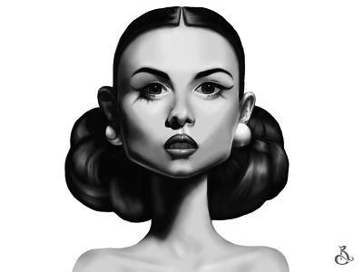 Study Style Girl cartoon digitalart digitalpainting draw face girl grayscale head illustration stylized toon value