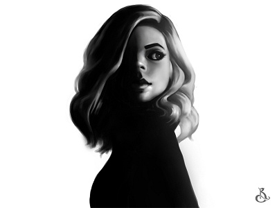 Shadow characterdesign digitalart digitalpainting draw girl grayscale illustration look shadow styling value