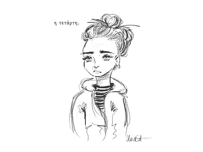 Wednesday bored comic digital girl illustration pencil sketch wednesday