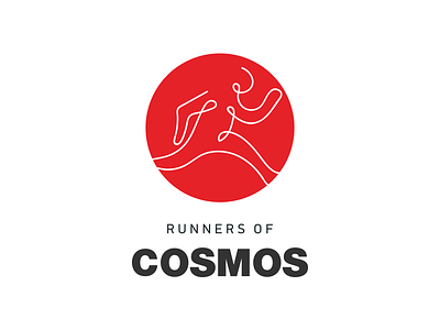 COSMOS running team logo logotype minimal red run runner simple symbol white