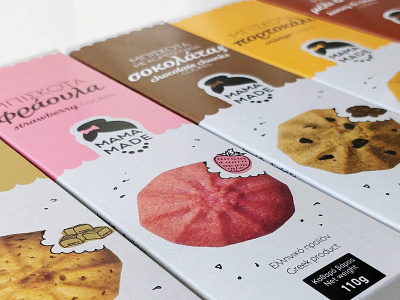 MAMA MADE cookies packaging caramel cookies design flavor food fruits illustration illustrator orange packaging packaging design strawberry