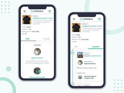 Credible App - Track and Trace Solution blockchain cotton industry credible interaction design minimal organic cotton sketchapp sustainability track trace solution uidesign