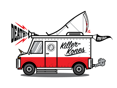 Killer Kones funny ice cream illustration print screenprint typography vector