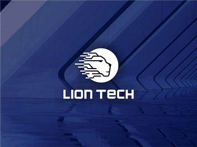 Lion Tech blue brand branding cartoonish creative design king lion lion head logo smart strong technology vector