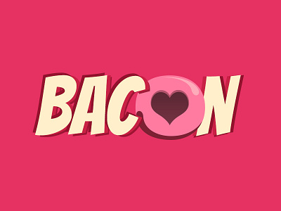 Bacon breakfast flat heart icon illustration logo meat nose pig pork yummy