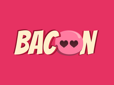 Bacon 2 breakfast flat food heart icon illustration logo meat nose pig pork yummy