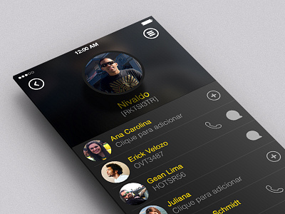 New profile black box chat dark flat interface ios iphone message mobile profile ui