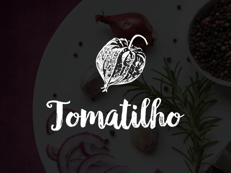Tomatilho logo design kitchen tomato logo