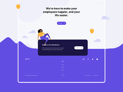 Rightfoot - Product Page benefits brand design debt features footer hero illustration illustration illustrations landing page loan process product design product page steps tiles ui design ux design
