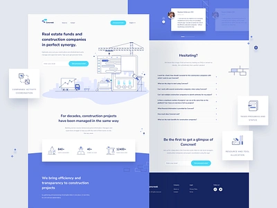 Concreet - Landing Page brand construction homepage landing manage refurbishment ui violet web website