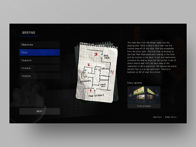 UI Concept - SWAT 4 - Briefing game design interface interface design ui ui design