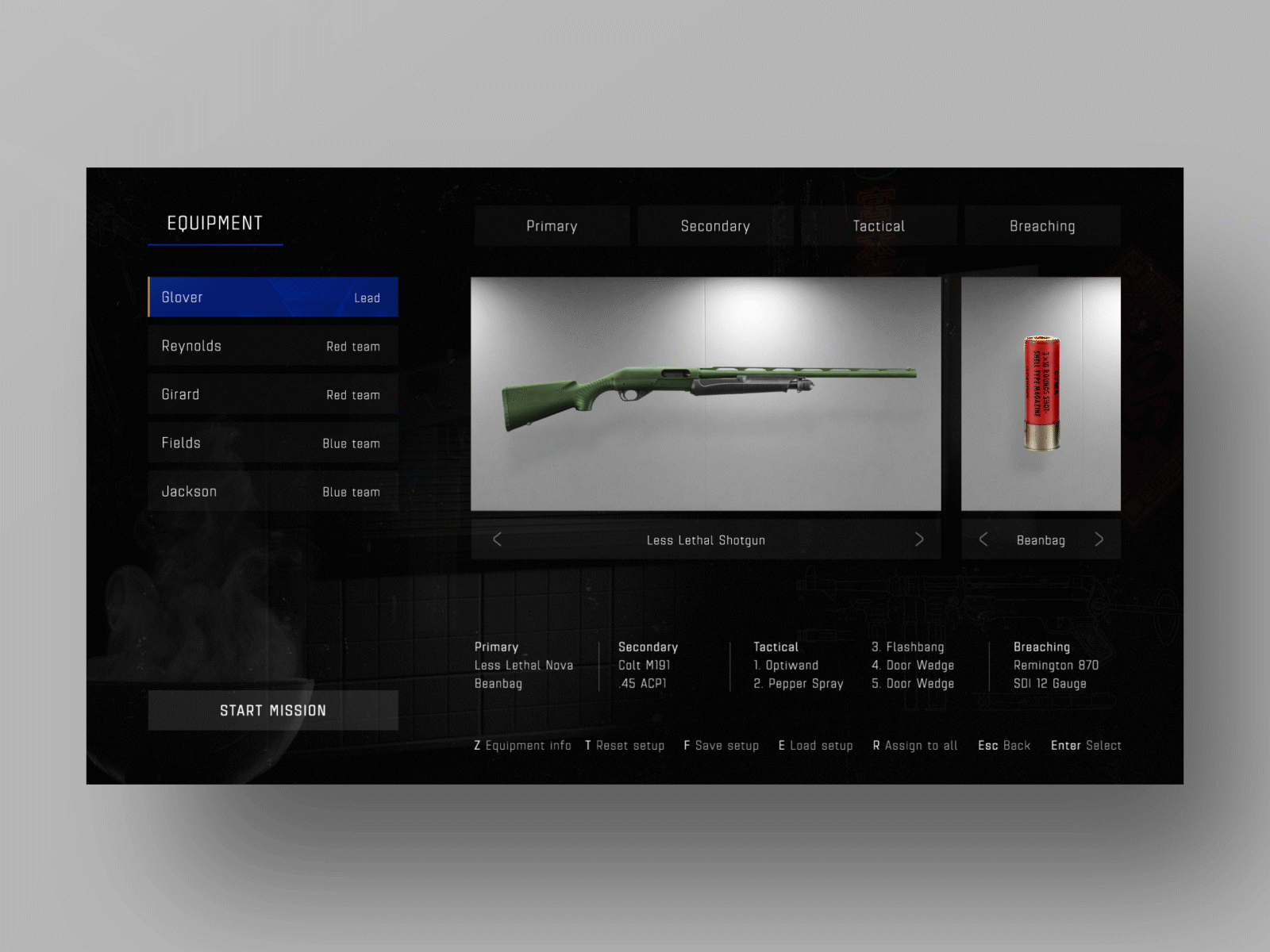 UI Concept - SWAT 4 - Equipment Setup game art game design interface design ui ui design uidesign